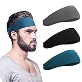 Stirnband Damen Herren – 3 Stück Schweißband & Sport-Stirnband zum Laufen, Radfahren, Yoga, Basketball – Dehnbares, feuchtigkeitsableitendes Unisex-Haarband
