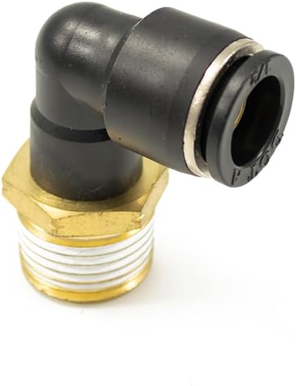 1/2" Male NPT to 1/2" Push-to-Connect Brass Elbow Air Line Fitting