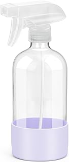 Rionisor Glass Spray Bottles with Silicone Sleeve Protection, Empty 16 oz Refillable Containers, Reusable Spray Bottles wi...