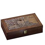 Caja de joyas de madera, Caja de almacenamiento organizadora joyas madera en girasol y alce(Elk)