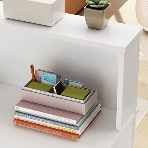 Ecacad Reception Desk With Light, Display Shelf & Lockable Drawers, Office Desk Reception Counter Table With Keyboard Tray And Door, White (47.2”W X 19.7”D X 39.2”H) #TOP5