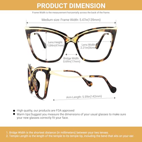 Image of VOOGLAM Stylish Cat Eye Blue light Blocking Glasses for Women Anti UV Eyestrain Eyewear Janina GOX006465