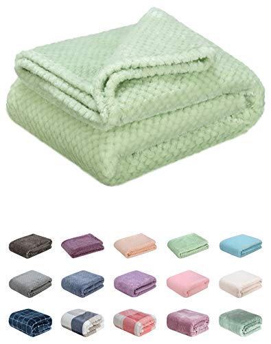 Fuzzy Throw Blanket, Plush Fleece Blankets for Adults, Toddler, Boys and Girls, Warm Soft Blankets and Throws for Bed, Couch, Sofa, Travel and Outdoor, Camping (40Wx60L, M-Pastel Green)