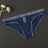 FRINZA Pantalones De Algodón Hombre Respirable Hombres de Seda Sexy Ropa Interior Resumen Baja Altura Brasas Malla Transpirable Ver a través lencería Suave(Sapphire,Large)