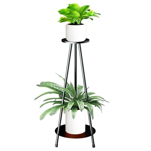 Soporte para plantas de metal para interiores y exteriores, soporte para macetas de esquina de 2 niveles de altura, estante de exhibición para macetas de esquina para sala de estar, balcón, patio