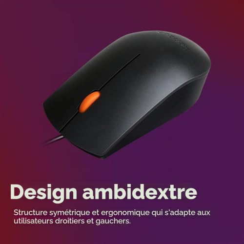 Lenovo Gx30 m39704 300 – Mouse – Droite et Gaucher – Filaire – USB – pour 320 Touch-15, 320–14, 320–17, 520–22, 520–24, 520–27, 720–18, Legion Y520–15, V110–15