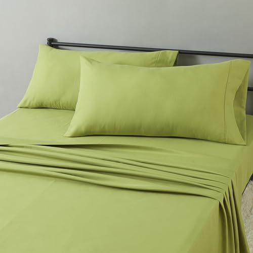 Image of Amazon Basics Lightweight Microfiber 4-Piece Bed Sheet Set, King, Oliver Light, Solid