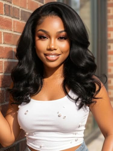 Image of KLAIYI Bye Bye Slip Loose Body Wave Glueless Pre Cut 7X5 Lace Front Wigs Human Hair Drawstring 30S Ready to Wear and Go Wig Pre Plucked Bleached Knots Bouncy Curls Pre Everything Beginners Wig 16Inch