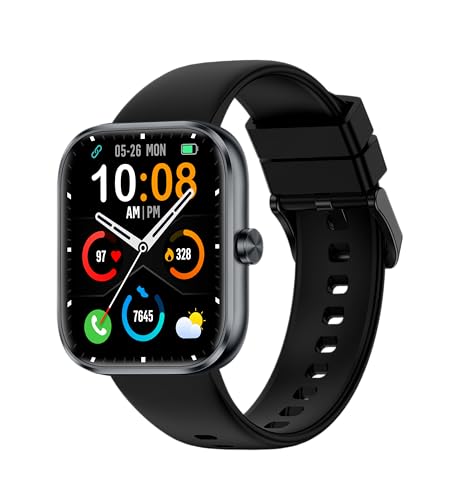Smart Watch for Men Women, 1.83' HD Touchscreen Fitness Watch with Bluetooth Call&Message Notifications, 110+Sport Modes, 24/7 Heart Rate/Sleep Monitor, IP68 Waterproof Fitness Tracker, Deep Black