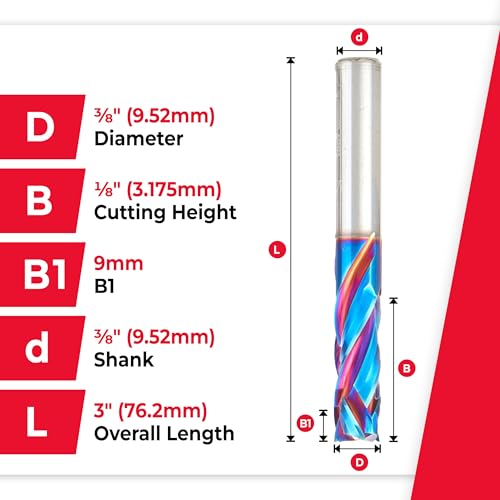 Image of Amana Tool Spektra Extreme Tool Life Coated CNC Compression Spiral Router Bit, 46010-K-5, 5-Pack, 3 /8 D x 1-1 /8 CH x 3 /8 Shank x 3 Inch L 3 Flute