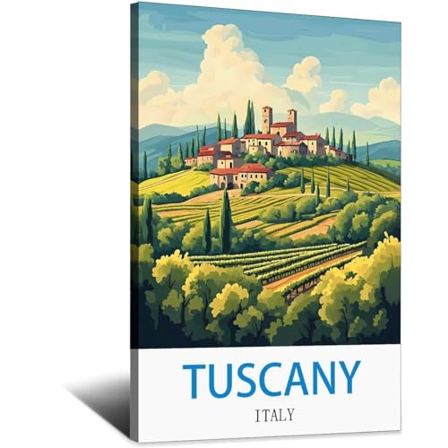 Affiche retro Toscane Italie poster de voyage vintage pour rever