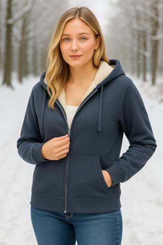 Image of ADBUCKS Hoodies for Women Winter Fleece Sweatshirt - Full Zip Up Thick Soft Fur Lined Hooded Jacket Coat