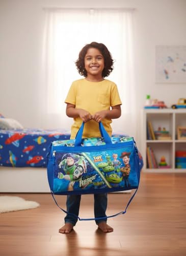 Image of Disney Pixar Toy Story Kids' Duffle Bag - Buzz Lightyear, Woody & Friends Travel Gym Bag with Adjustable Strap