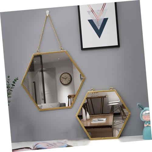 Miroir mural hexagonal suspendu grand format en verre Gatuida - 8