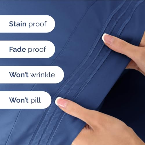 Image of King Size 4 Piece Sheet Set - Ultra Soft & Cooling Bed Sheets - Cobalt Blue | Fits 8 Inch to 16 inch Mattress, Wrinkle Free & Fade Resistant with Deep Pockets, Breathable, Comfy Hotel Luxury Bedding