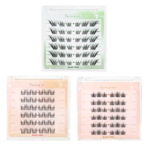 Image of MAYCREATE108Pcs Glue-Free Press-On Eyelashes, Self-Adhesive False Lashes Set with Natural Wispy, Cat Eye & Volume Styles, Reusable Lightweight Synthetic Lashes, Easy Apply No Glue Lash Kit