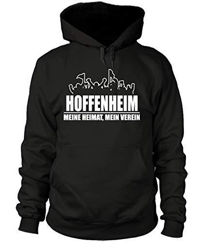 shirtloge - Hoffenheim - Fanblock - Meine Heimat, Mein Verein - Fussball Fan Kapuzenpullover - Schwarz - Größe L shirtloge - Hoffenheim - Fanblock - Meine Heimat, Mein Verein - Fussball Fan Kapuzenpullover - Schwarz - Größe L
