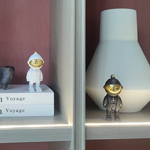 Linsbo Astronaut Figurine Statues Space Desktop Decoration,Collectible Figurines Resin Cool Spaceman For Men Kids Gift,Black Astronaut With Golden Metal Mirror Mask,4.72”,Black #TOP7