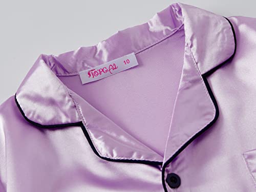 Little & Big Girls Pajama Set Size 14 - Lilac Satin Silky Cute Summer Shorts Outfit #TOP1