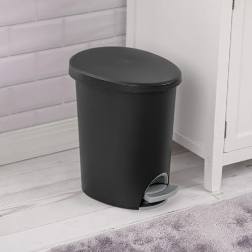 Caneca de basura pequeña para baño 2.6 gal plástico negra miniatura 5