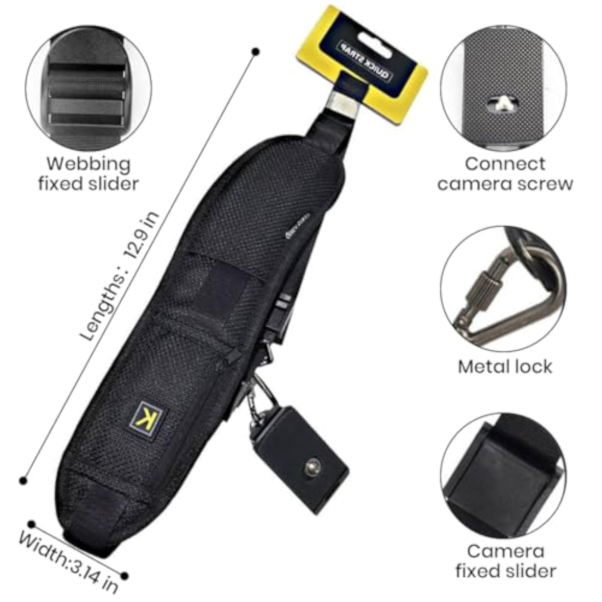 Camera Shoulder Strap with Pockets, Adjustable