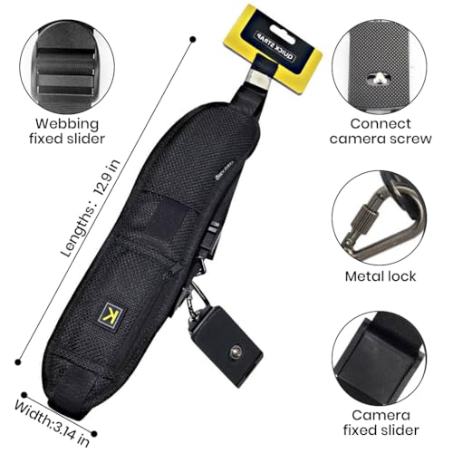 Image of ZORBES Camera Shoulder Strap with Pockets,Breathable Wide Padded DSLR Camera Shoulder Strap Adjustable with Quick Release Buckles,Universal