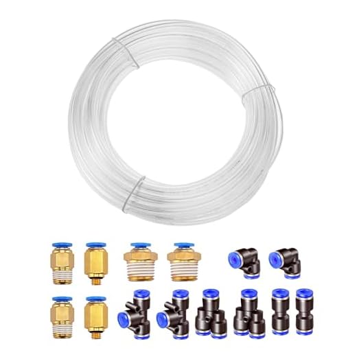 HUAZIZ 10 Meter PU Pneumatikschlauch Pneumatic Polyurethane Schlauch Flexibel Druckluftschlauch Außen 6mm x Innen 4mm transparent, 8 Pneumatikverbinder Air Push-Schnellkupplungen (Y/T/L/I förmig