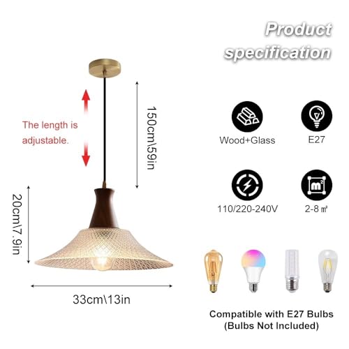 Lámpara rústica E27 de madera para iluminar comedores oscuros 4