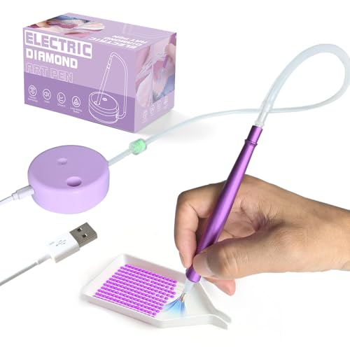 Gosikee Metal Electric Vacuum Diamond Pen - Tool Kit with Storage Tray & Hose No Wax Needed, USB Powered Stable Suction for Adult Artists. Long-Lasting Diamond Art Accessories