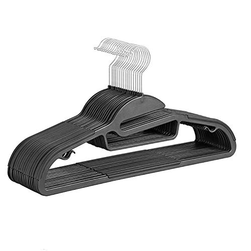 SOLIESCH Kleiderbügel, 50 Stück, Antirutsch, Premium-Qualität, langlebig und dünn, 0,5 cm dick, 41,5 cm breit, platzsparend, starker hochwertiger Kunststoff, für Erwachsene, Schwarz Cover