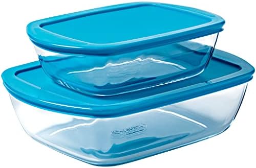 Pyrex Transparent Rectangular Dish With Lid, 1,1L, green