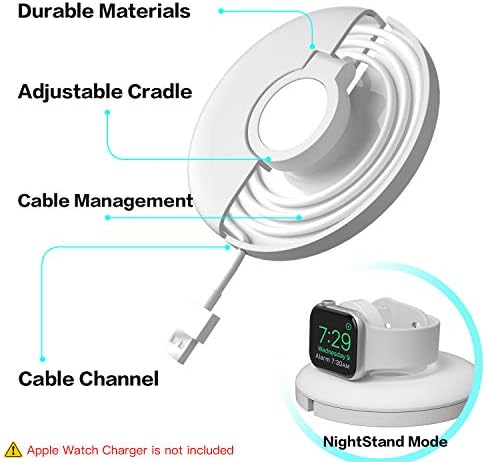 PZOZ Charging Stand for SE Apple Watch Series 8/7/6/5,iWatch Series 4/3/2/1 Smartwatch Desk Charger Storage Dock With Night Stand Mode i Watch Accessories (Not included Apple Watch Charger)(White)