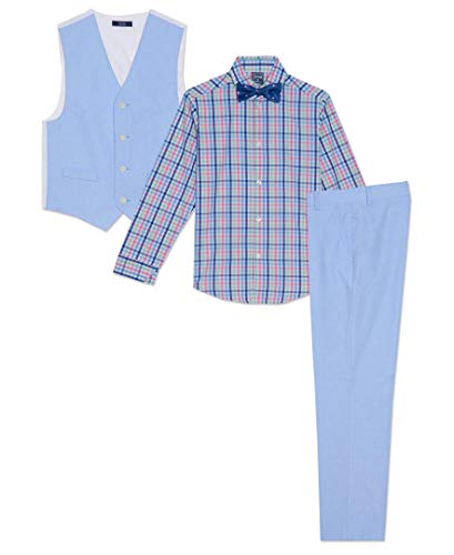 Image of IZOD Boys' 4-piece Formal Dress Up Suit Set, Vest, Pants, Collared Shirt, and Tie