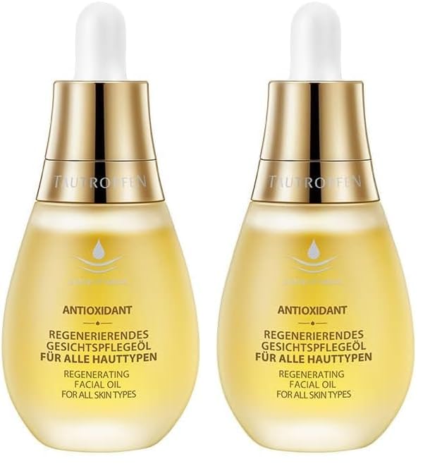 TAUTROPFEN Naturkosmetik Regenerierendes Gesichtspflegeöl (35 ml), leichte Textur, schnell einziehend, mit Coenzym Q10 & Amaranth Öl, Anti-Aging Gesichtsöl für alle Hauttypen (Packung mit 2)