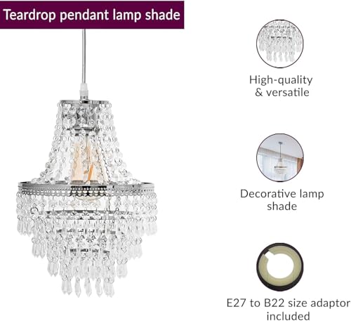 HOMION Chandelier Style Ceiling Light Shade Droplet Pendant Acrylic Crystal Bead Luxury Easy Fit Moroccan Marrakech Moda Spiral Gem Choose Design (Terri 5 Tier) - Cosy Home Interiors HOMION Chandelier Style Ceiling Light Shade Droplet Pendant Acrylic Crystal Bead Luxury Easy Fit Moroccan Marrakech Moda Spiral Gem Choose Design (Terri 5 Tier) - Image 2