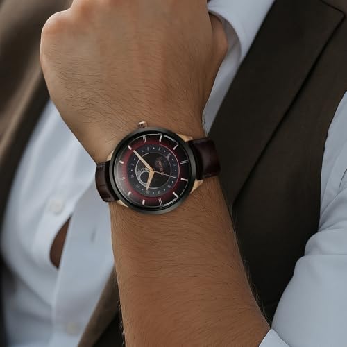 Image of Titan Caleum Sun Moon Phase in Seinna Brown - Stellar Edition