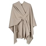 Multiestilo: el poncho chal para mujer, bufanda grande, ajuste holgado, algunos incluyen ribete largo de flecos, disponible en una variedad de colores y estilos clásicos, chal a cuadros, chal con volantes, rayas, colores sólidos, patrones geométricos, estampado animal, borla, chal de bloque de color y más, cada uno combina perfectamente con cualquier atuendo. Chaqueta de punto de inspiración vintage perfecta para mantenerte térmica todo el día en climas fríos.