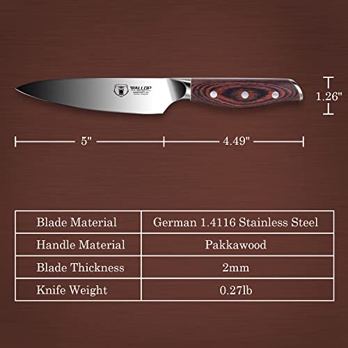 Wallop Utility Knife - 5 Inch Kitchen Utility Knife Paring Knife Small Kitchen Knife Fruit Peeling Knife - German High Carbon Stainless Steel Full Tang Pakkawood Handle - Jane Series With Gift Box #TOP5
