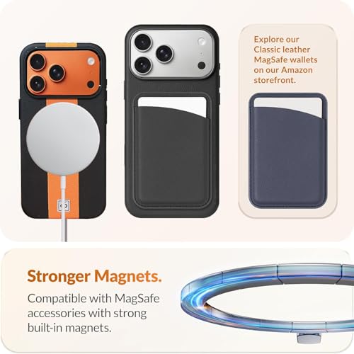 Image of DIZORO Leather Case for iPhone 17 Pro Max, Men Women Luxury Elegant Slim Business PU Cover Soft Non-Slip Grip Shockproof Anti-Scratch Protective Back Cover Black Orange