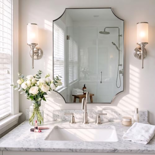 Image of MIRRORART Brushed Nickel Bathroom Mirrors for Wall, 20x28'' Silver Mirror