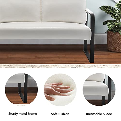 Haobo Home Loveseat Couch Bench Settee For Living Room, Upholstered Small Sofa Couch Pu Leather Banquette Lounge Bench For Dining Room Bedroom Funiture-White #TOP4