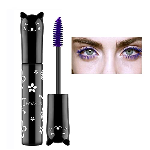 Easilydays 6 Colors Colored Waterproof Mascara For Eyelashes Set, Colorful Mascara Long Lasting Thick Mascara Rainbow Color Fiber Charming Mascara Makeup, Cosplay Brown White Black Pink Purple Blue Eye Lashes Party Stage Use (#03 Purple) #TOP21