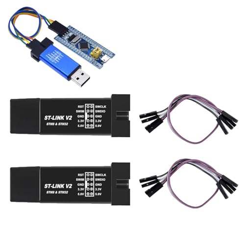ALMOCN 2PCS ST-Link V2 Emulator Downloader Programmer Mini STM8 STM32 Emulator Downloader with Cable Random Color