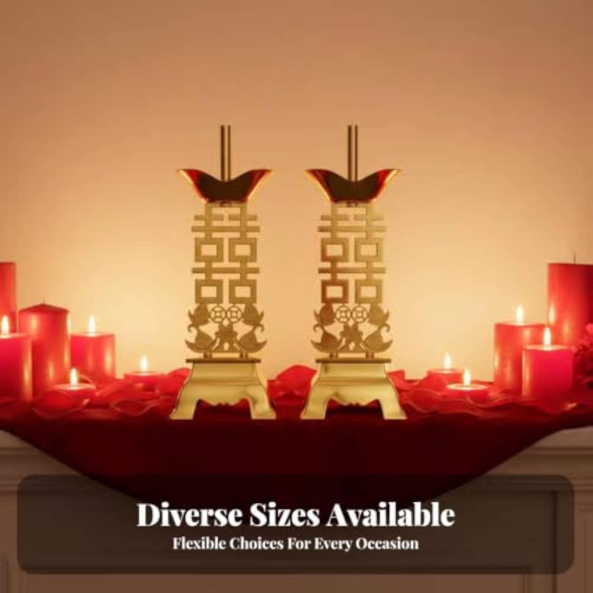 Brass Alloy Candle Holder Pair for Home Altar