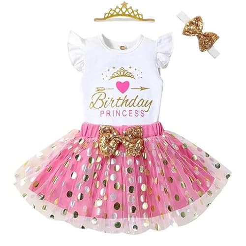 Toddler Kids Baby Girls Birthday Princess Outfits Sleeve Ruffle Shirts + Dot Bubble Tutu Skirt 2PCS Dresses