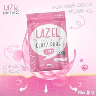 Lazel Gluta Pure 2 in 1 Dietary Supplement Brightening Skin Antioxidant 30 Softg 1 Sachets
