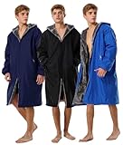 Adoretex Unisex Faux Fur Waterproof Swim Parka Change Robe – Ultra-Warm, Lightweight Sport Outerwear for Kids and Adults (PK003) - Black - AXXL