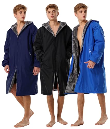 Adoretex Unisex Adults & Youth Faux Fur Lining Swim Parka (PK003) - Black - Youth - X-Large