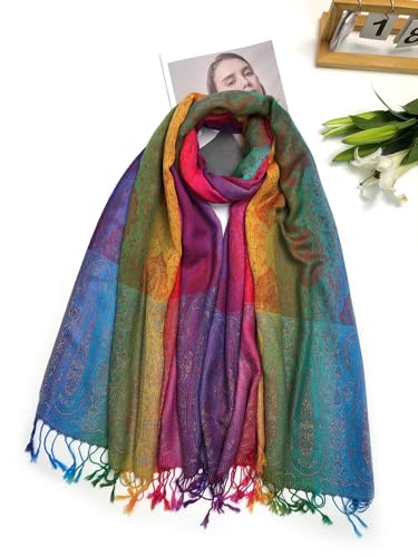 Bohemian Travel Scarf - Vintage Floral Print Oversized Beach Wrap (200x65cm) Lightweight Photography Shawl for Women, Reversible Jacquard Scarf Coastal Vacation Accessory2