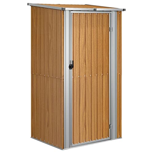 vidaXL Geräteschuppen Gartenhaus Schuppen Gerätehaus Lagerschuppen Gartenschrank Pultdach Garten Braun 118,5x97x209,5 cm Verzinkter Stahl vidaXL Geräteschuppen Gartenhaus Schuppen Gerätehaus Lagerschuppen Gartenschrank Pultdach Garten Braun 118,5x97x209,5 cm Verzinkter Stahl